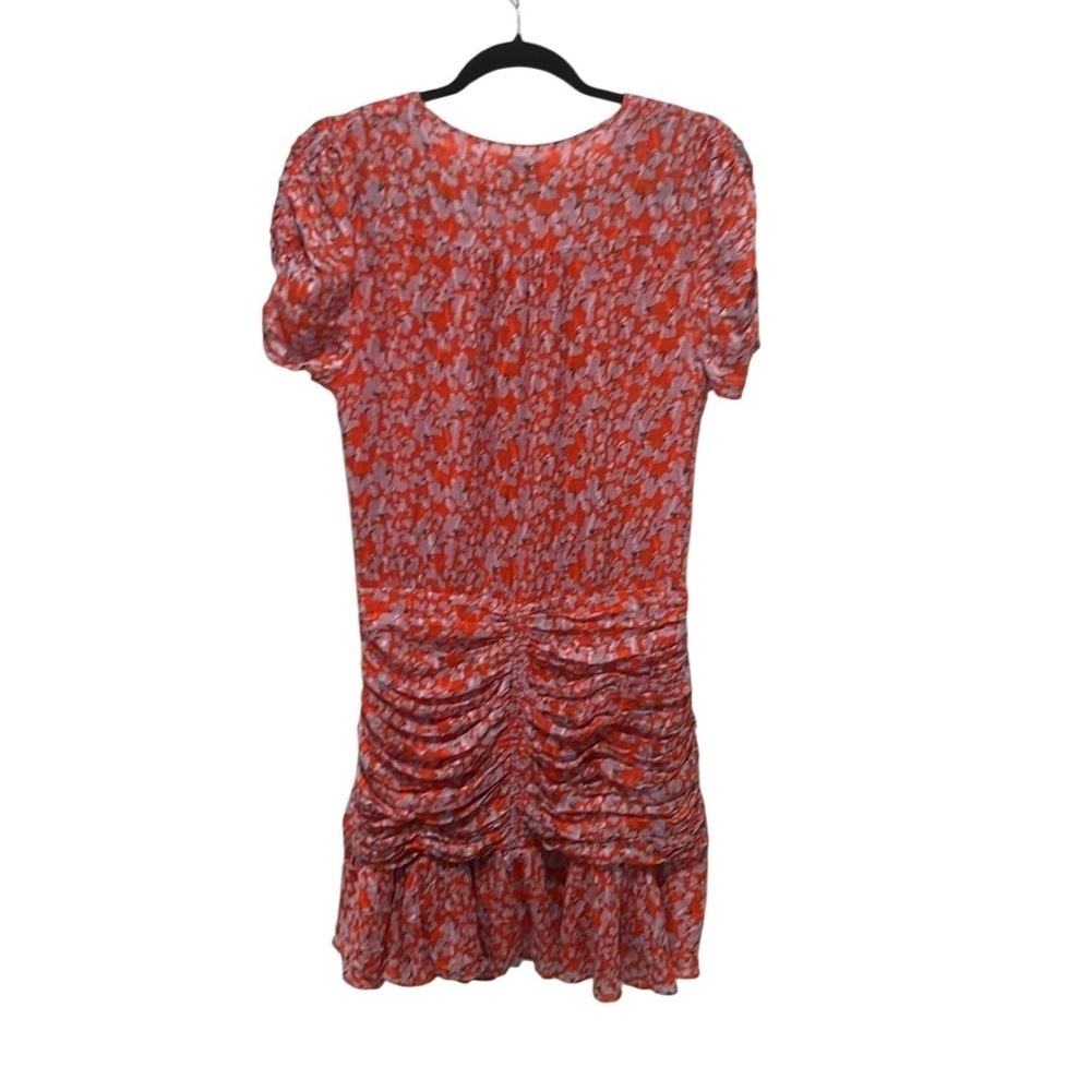 Tanya Taylor short sleeve ruched silk blend floral mini dress size 8 - Picture 3 of 9